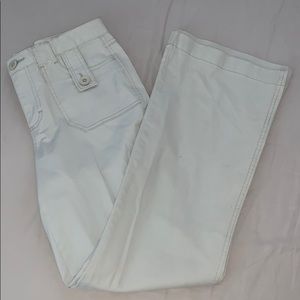 White flare pants